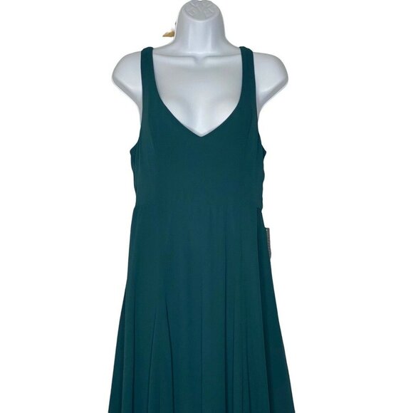 Show Me Your MuMu Deep Jade Chiffon Jenn Maxi Bridesmaid Dress SZ L - Picture 4 of 9